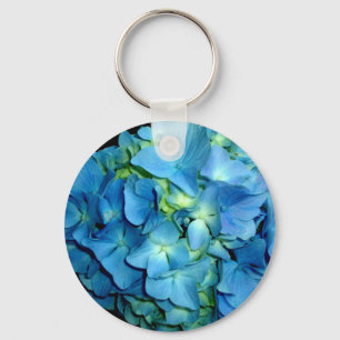 Elegante blauwe bloem bloemenhortensia sleutelhanger