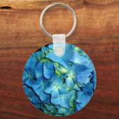 Elegante blauwe bloem bloemenhortensia sleutelhanger (Voorkant)