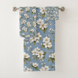 Elegante Blauwe Bloem Bloesem Bad Handdoek