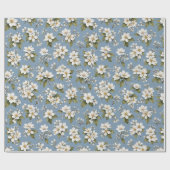 Elegante Blauwe Bloem Bloesem Cadeaupapier (Vlak)