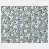 Elegante Blauwe Bloem Bloesem Fleece Deken (Voorkant (Horizontaal))