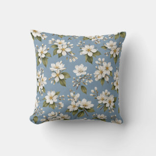 Elegante Blauwe Bloem Bloesem Kussen