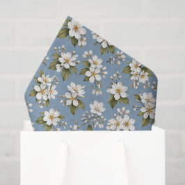 Elegante Blauwe Bloem Bloesem Tissuepapier