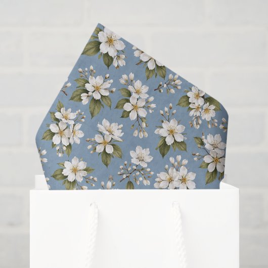 Elegante Blauwe Bloem Bloesem Tissuepapier (Cadeauzakje)
