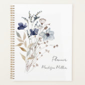 Elegante  Blauwe Bloem Boeket Bloemen 2026 Planner (Voorkant)