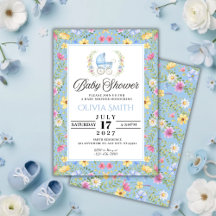 Elegante blauwe bloem boy Baby Shower