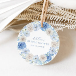 Elegante Blauwe Bloem Bruidsdouche Bedankjes Labels