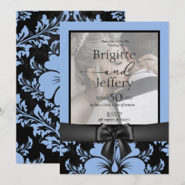 Elegante blauwe bloem bruiloft save the date kaart