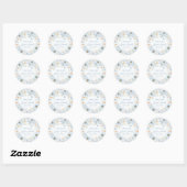 Elegante blauwe bloem bruiloftsshower ronde sticke sticker (Vel)