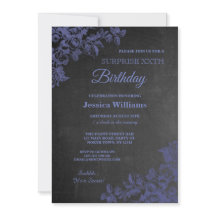 Elegante Blauwe Bloem Chalkboard Verrassingsverjaa