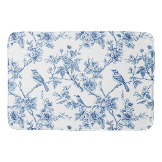 Elegante blauwe bloem chinoiserie  badmat (Voorkant)
