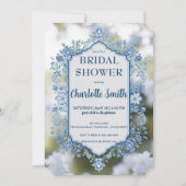 Elegante Blauwe Bloem chinoiserie bruidsdouche Save The Date (Voorkant)