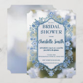 Elegante Blauwe Bloem chinoiserie bruidsdouche Save The Date (Voorkant / Achterkant)