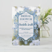 Elegante blauwe bloem chinoiserie bruidssalon kaart (Staand voorkant)