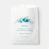 Elegante Blauwe Bloem Custom Wedding Bedankzakje (Voorkant)