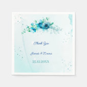 Elegante Blauwe Bloem Custom Wedding Servet (Voorkant)