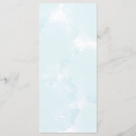 Elegante blauwe bloem gepersonaliseerde bruiloft d menu (Achterkant)