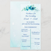 Elegante blauwe bloem gepersonaliseerde bruiloft p (Voorkant / Achterkant)