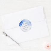 Elegante blauwe bloem gepersonaliseerde bruiloft ronde sticker (Envelop)