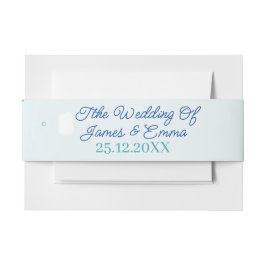Elegante blauwe bloem gepersonaliseerde bruiloft uitnodigingen wikkel