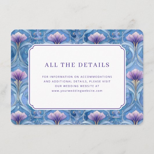 Elegante Blauwe Bloem Informatiekaartje (Voorkant)