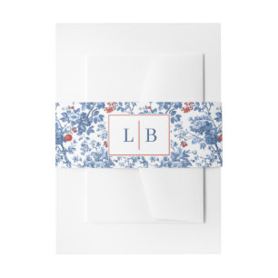 Elegante Blauwe Bloem Initialen Uitnodigingen Wikkel