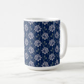 Elegante Blauwe Bloem Koffiemok (Voorkant rechts)