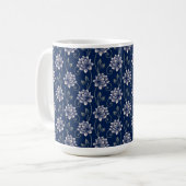 Elegante Blauwe Bloem Koffiemok (Voorkant links)