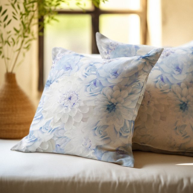 Elegante Blauwe Bloem Kussen (Creator heeft geüpload)