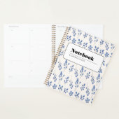 Elegante blauwe bloem notebook planner (Display)