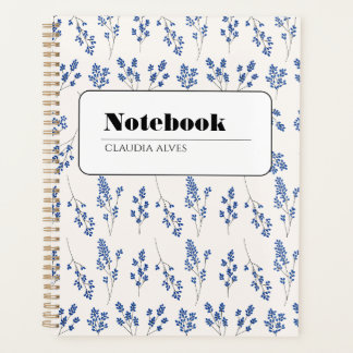 Elegante blauwe bloem notebook planner