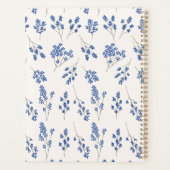 Elegante blauwe bloem notebook planner (Achterkant)