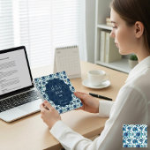 Elegante Blauwe Bloem Notitieboek