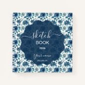 Elegante Blauwe Bloem Notitieboek (Voorkant)