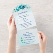 Elegante Blauwe Bloem Persoonlijke Save The Date