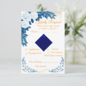 Elegante Blauwe Bloem RSVP Kaart (Staand voorkant)