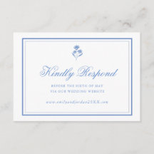 Elegante Blauwe Bloem RSVP Kaart