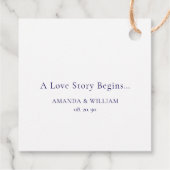 Elegante Blauwe Bloem Save the Date Label (Achterkant)