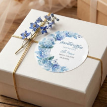 Elegante blauwe bloem sticker bruiloft