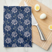 Elegante Blauwe Bloem Theedoek (Quarter Fold)