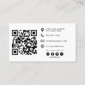 Elegante Blauwe Bloem Toile QR Code Visitekaartje (Achterkant)