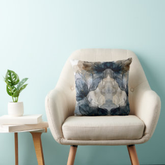 Elegante blauwe bloem waterverf abstracte worp  kussen