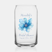 Elegante Blauwe Bloemachtige Bruidsdouche Blikvorm Glas (Voorkant)