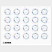 Elegante blauwe bloemachtige bruidsdouche ronde sticker (Vel)