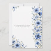 Elegante Blauwe Bloemachtige Bruiloftsthee | Kaart (Achterkant)