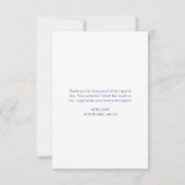 Elegante blauwe bloemblaadjes en Prosecco Bruidsme Bedankkaart (Achterkant)