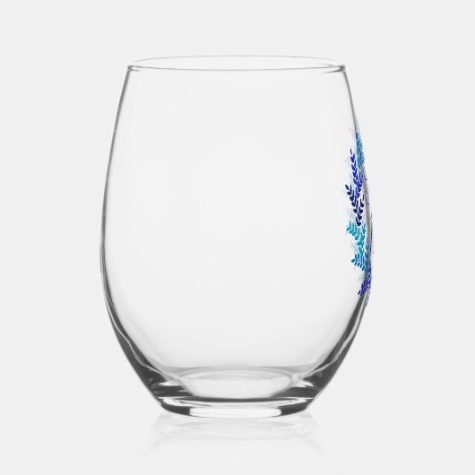 Elegante Blauwe Bloemen 100ste Verjaardag Wijnglas Zonder Voet (Rechts)