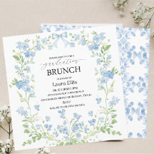 Elegante blauwe bloemen afstuderen brunch Uitnodig