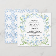 Elegante blauwe bloemen afstuderen brunch Uitnodig
