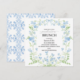 Elegante blauwe bloemen afstuderen brunch Uitnodig Kaart